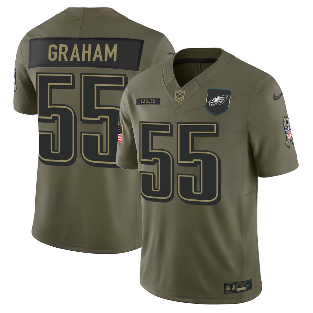 Youth's Philadelphia Eagles #55 Brandon Graham Olive 2025 Salute to Service Retired Limited Jersey 