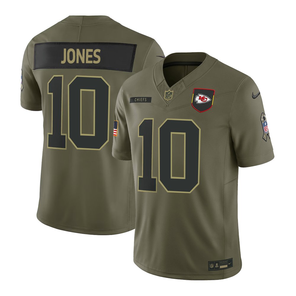 Youth's Kansas City Chiefs #10 Isiah Pacheco Olive 2025 Salute to Service Retired Limited Jersey 