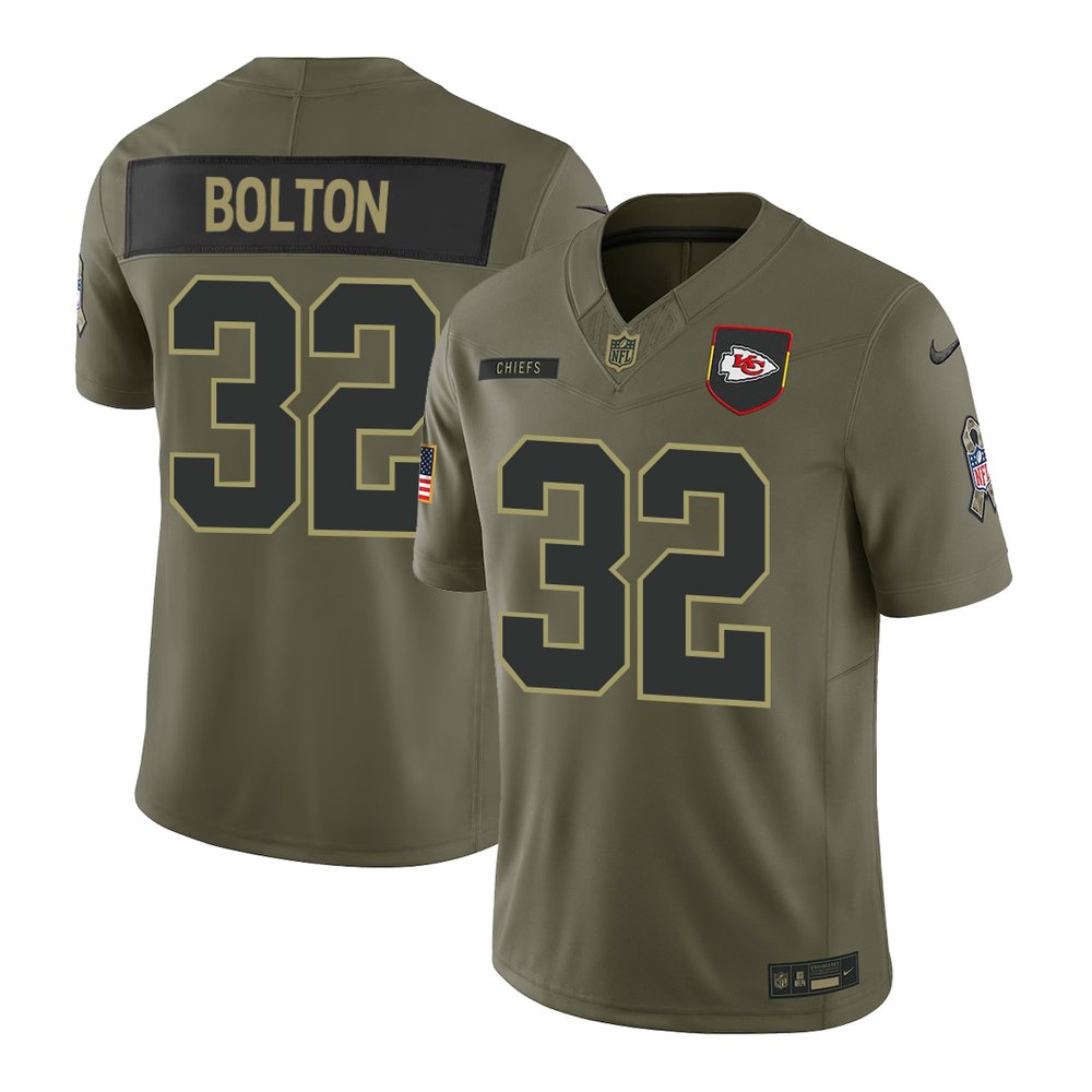 Youth's Kansas City Chiefs #32 Nick Bolton Olive 2025 Salute to Service Retired Limited Jersey 