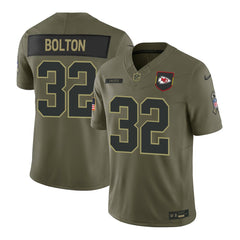 Youth's Kansas City Chiefs #32 Nick Bolton Olive 2025 Salute to Service Retired Limited Jersey 