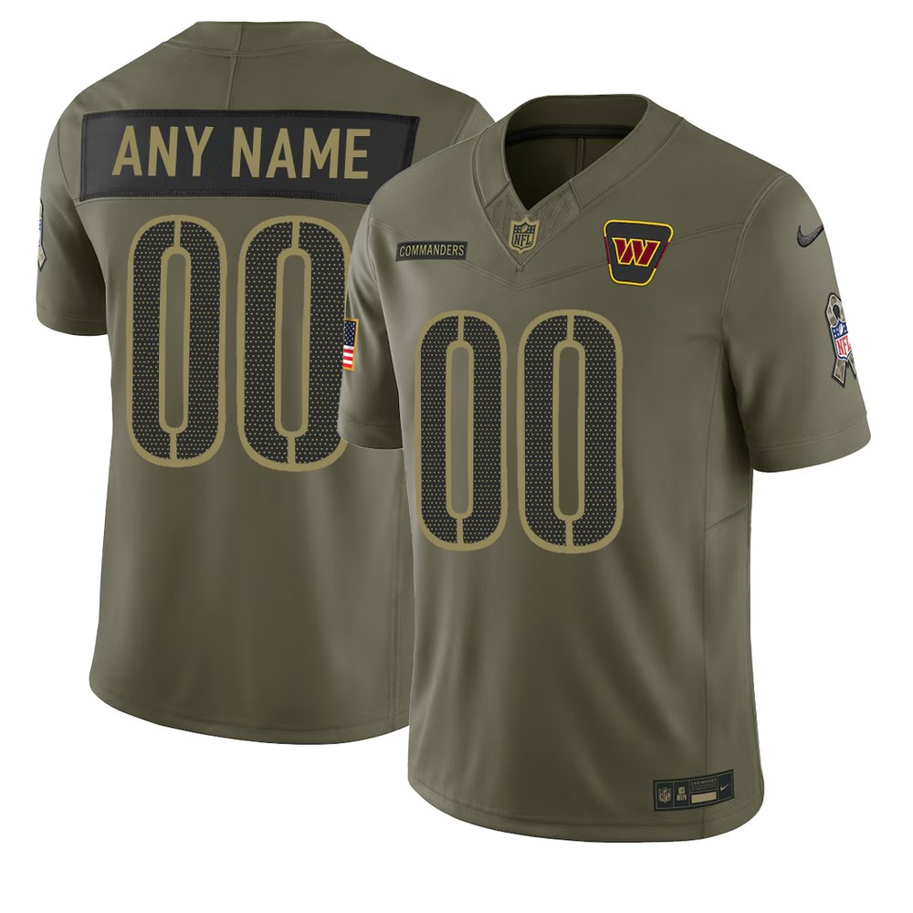 Youth's Washington Commanders Custom Olive 2025 Salute to Service Retired Limited Jersey 