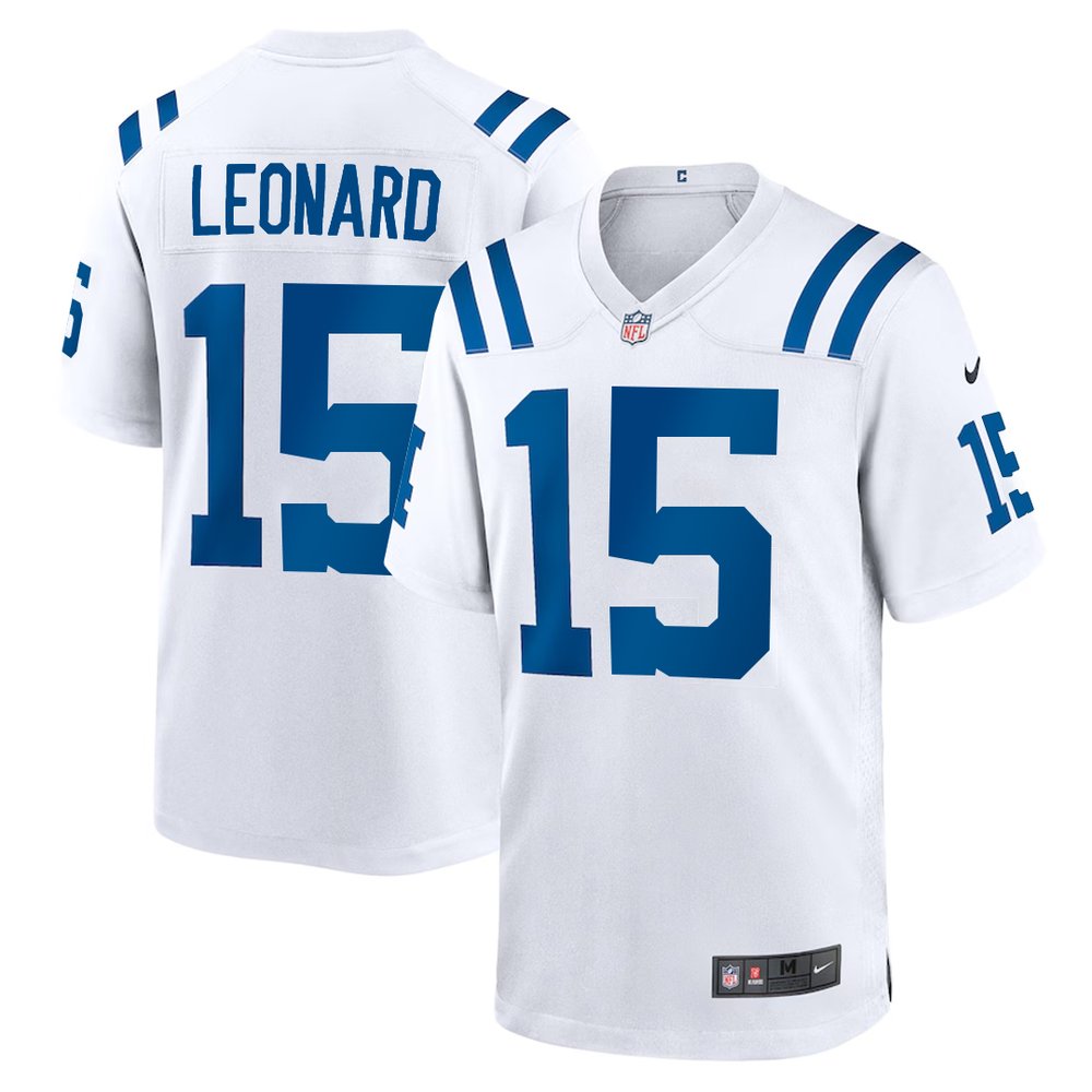 Men's Indianapolis Colts #15 Riley Leonard White Team Game Jersey 