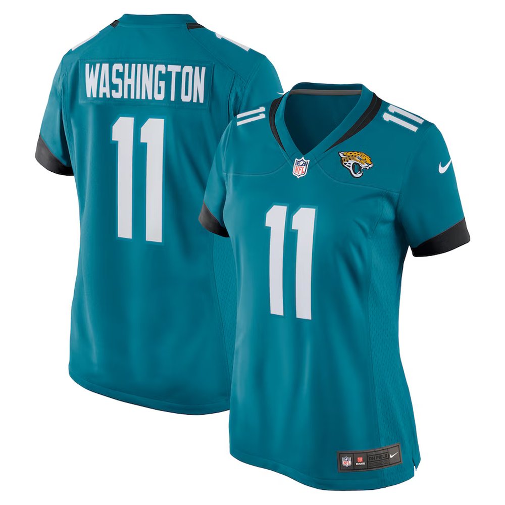 Women's Jacksonville Jaguars #11 Parker Washington Teal Team Game Jersey 