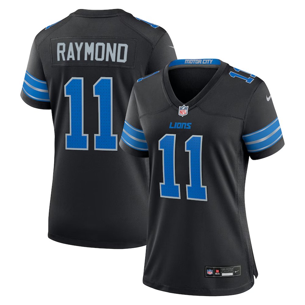 Women's Detroit Lions #11 Kalif Raymond Black Team Game Jersey 