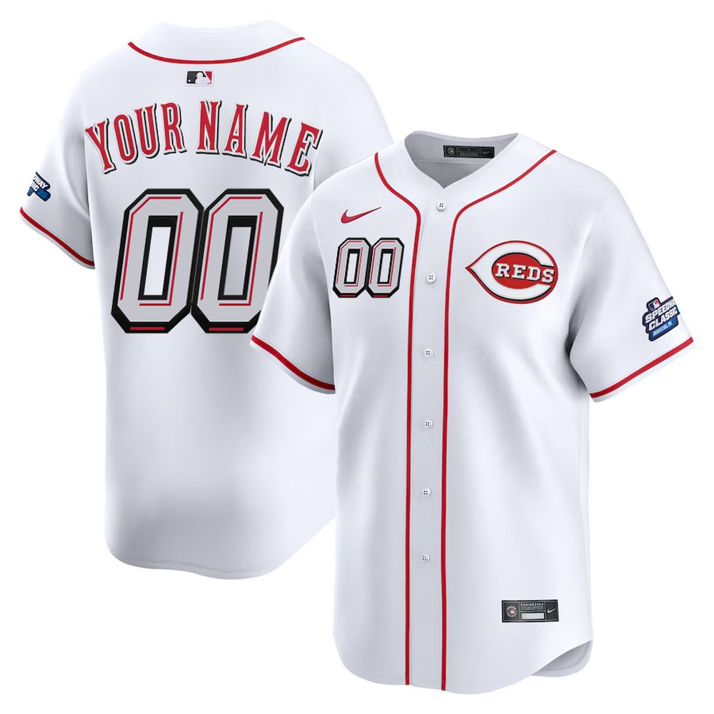 Men's Cincinnati Reds Custom White 2025 MLB Speedway Classic Home Elite Player Jersey