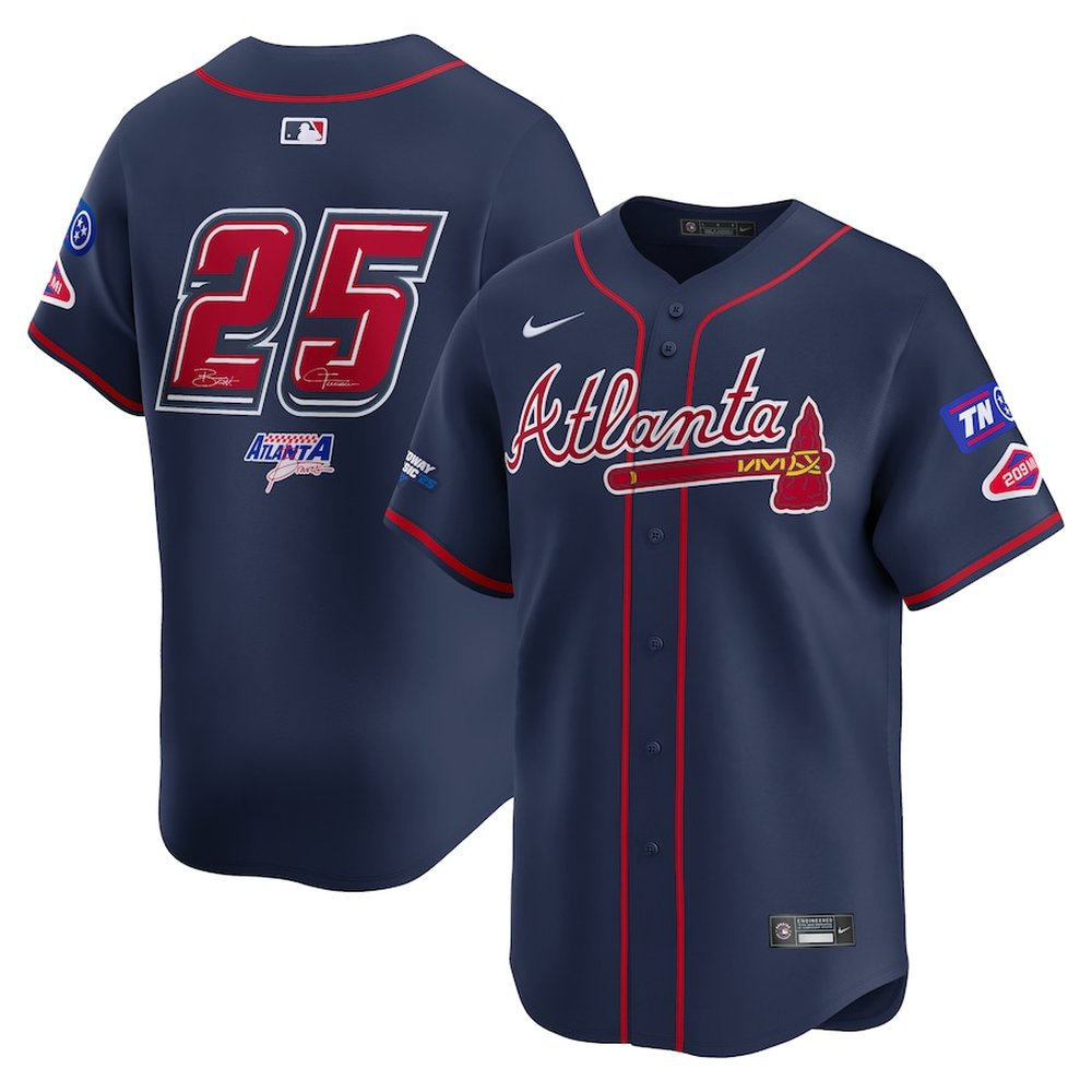 Youth Atlanta Braves #25 Navy 2025 MLB Speedway Classic Alternate Limited Jersey