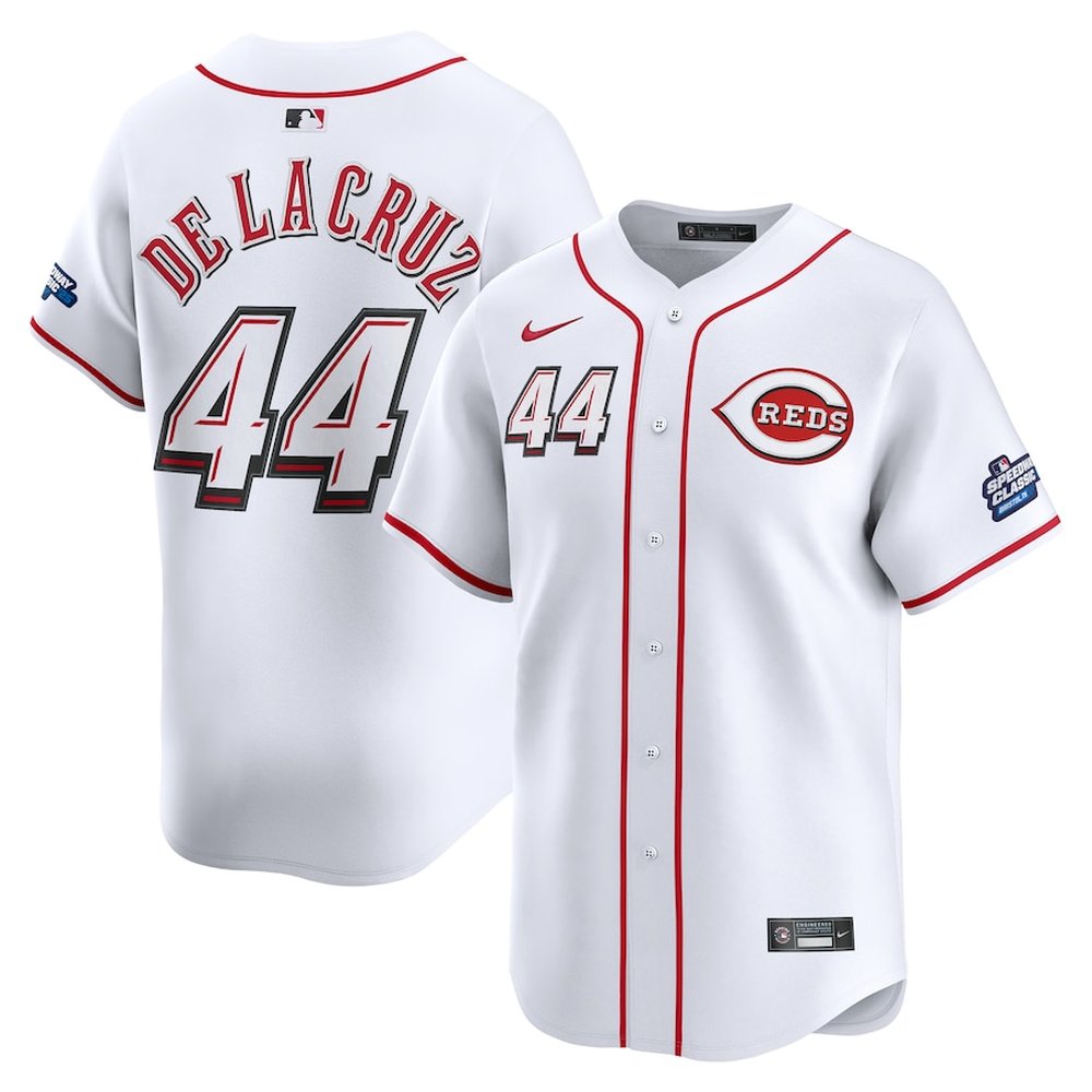 Youth Cincinnati Reds #44 Elly De La Cruz White 2025 MLB Speedway Classic Home Limited Player Jersey