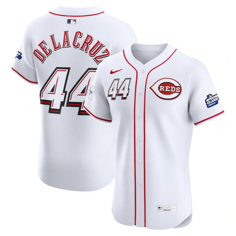 Youth Cincinnati Reds #44 Elly De La Cruz White 2025 MLB Speedway Classic Home Elite Player Jersey