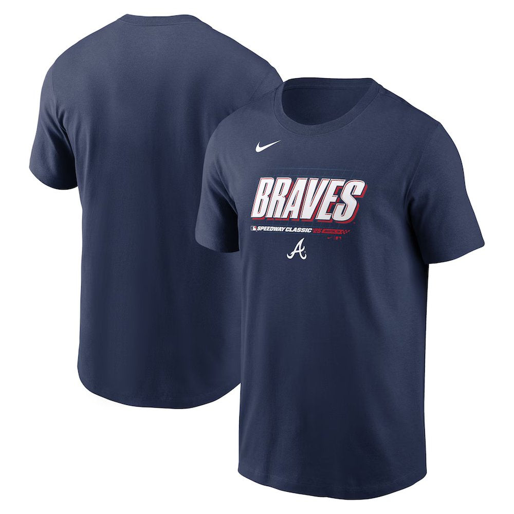 Men's Atlanta Braves Navy 2025 MLB Speedway Classic Wordmark T-Shirt