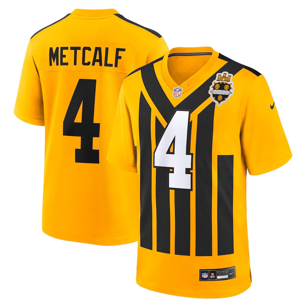 Men's Pittsburgh Steelers #4 DK Metcalf Gold Alternate 1933 Throwback Game Jersey 