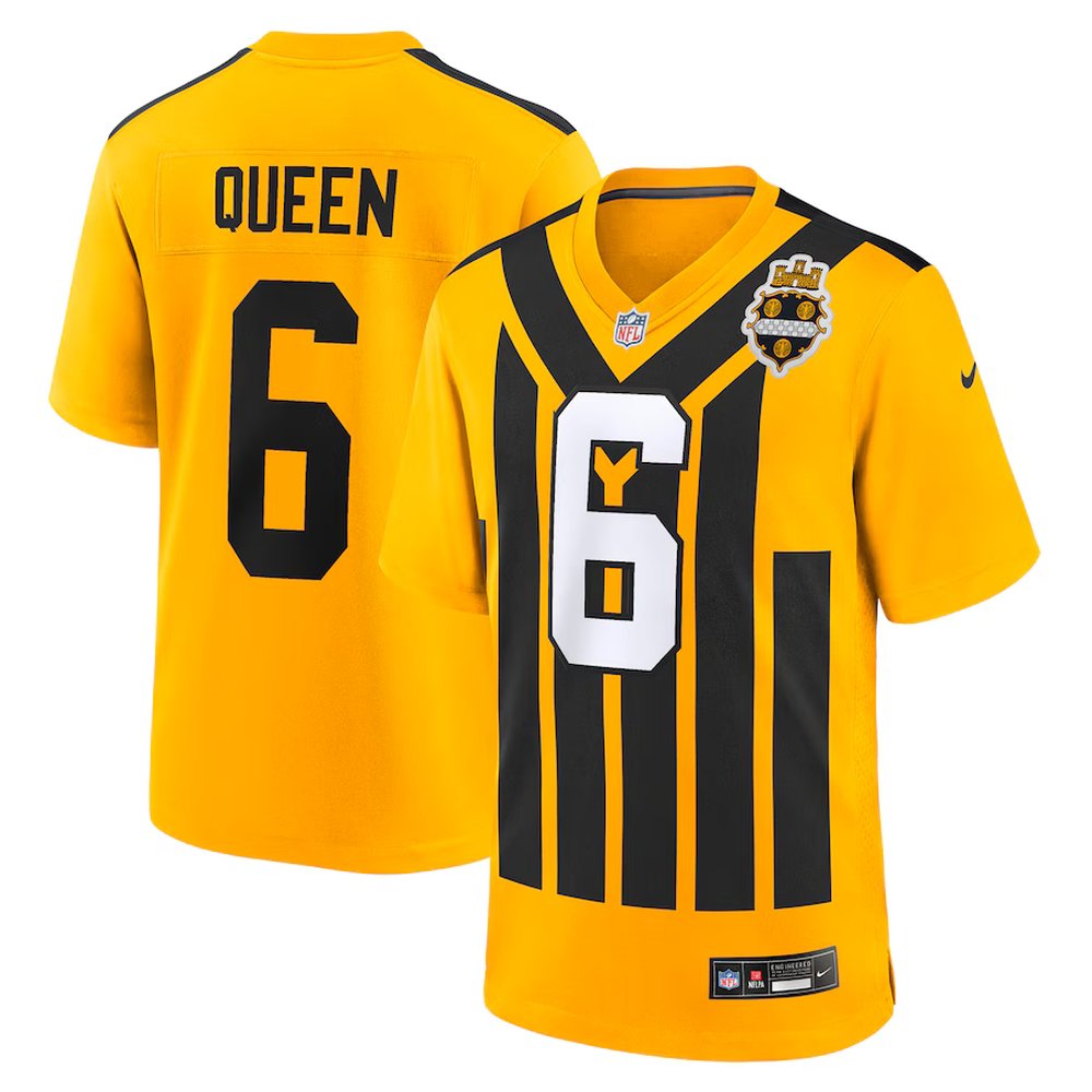 Men's Pittsburgh Steelers #6 Patrick Queen Gold Alternate 1933 Throwback Game Jersey 