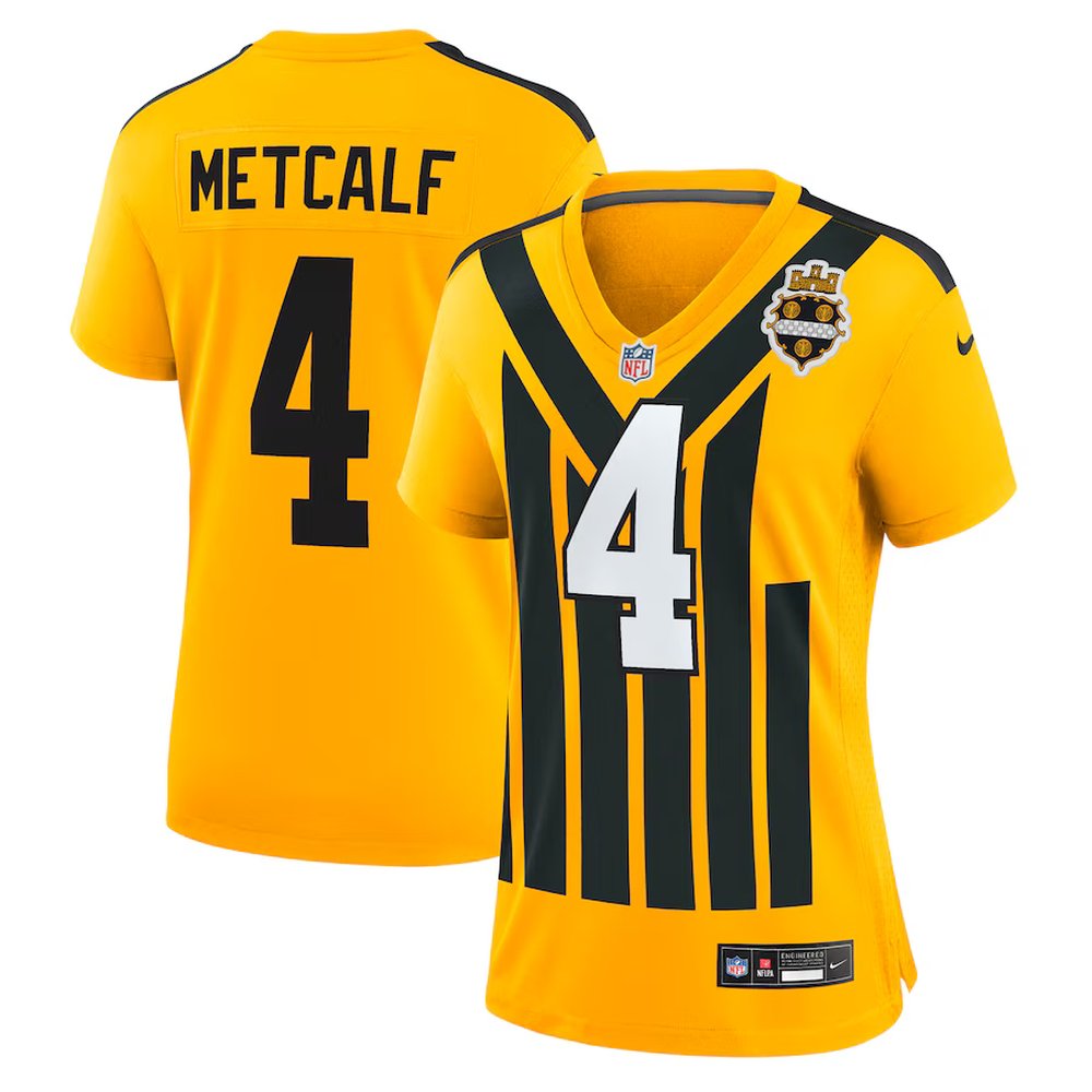 Women's Pittsburgh Steelers #4 DK Metcalf Gold Alternate 1933 Throwback Game Jersey 