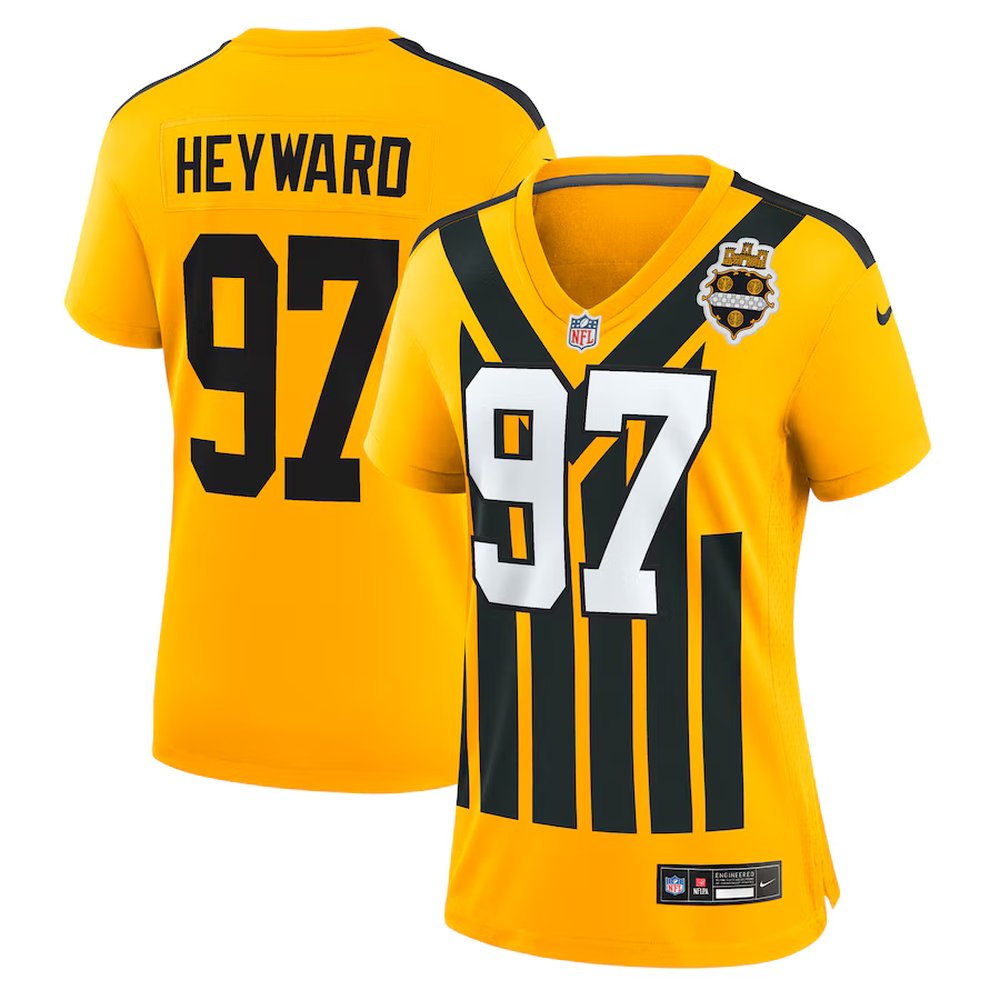 Women's Pittsburgh Steelers #97 Cameron Heyward Gold Alternate 1933 Throwback Game Jersey 