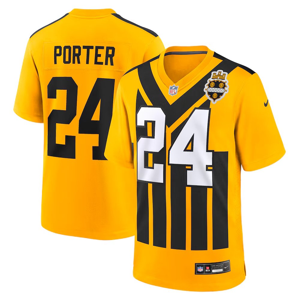 Youth Pittsburgh Steelers #24 Joey Porter Jr. Gold Alternate 1933 Throwback Game Jersey 