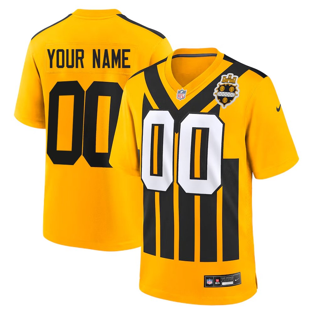 Men's Pittsburgh Steelers Custom Gold Alternate 1933 Throwback Game Jersey 