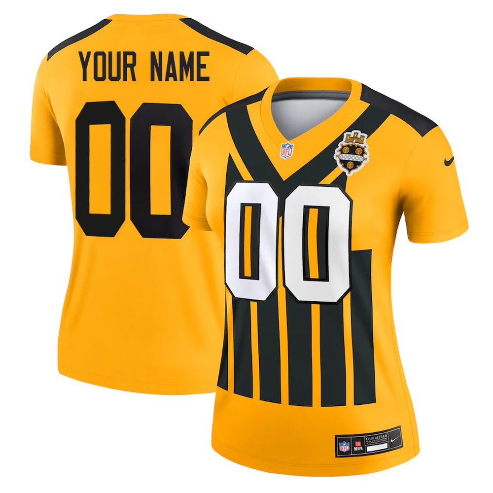 Women's Pittsburgh Steelers Custom Gold Alternate 1933 Throwback Game Jersey 