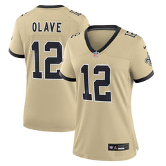 Women's New Orleans Saints #12 Chris Olave Gold Gameday Golds Alternate Game Player Jersey 