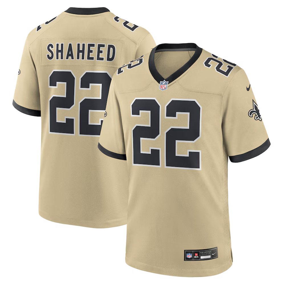 Youth New Orleans Saints #22 Rashid Shaheed Gold Gameday Golds Alternate Game Player Jersey 