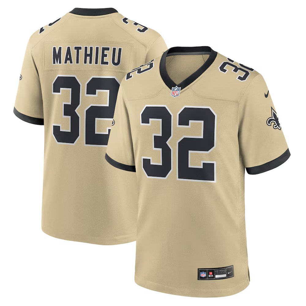 Youth New Orleans Saints #32 Tyrann Mathieu Gold Gameday Golds Alternate Game Player Jersey 