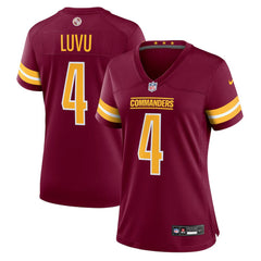 Women's #4 Frankie Luvu Burgundy Washington Commanders Game Jersey 