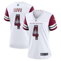 Women's #4 Frankie Luvu White Washington Commanders Game Jersey 