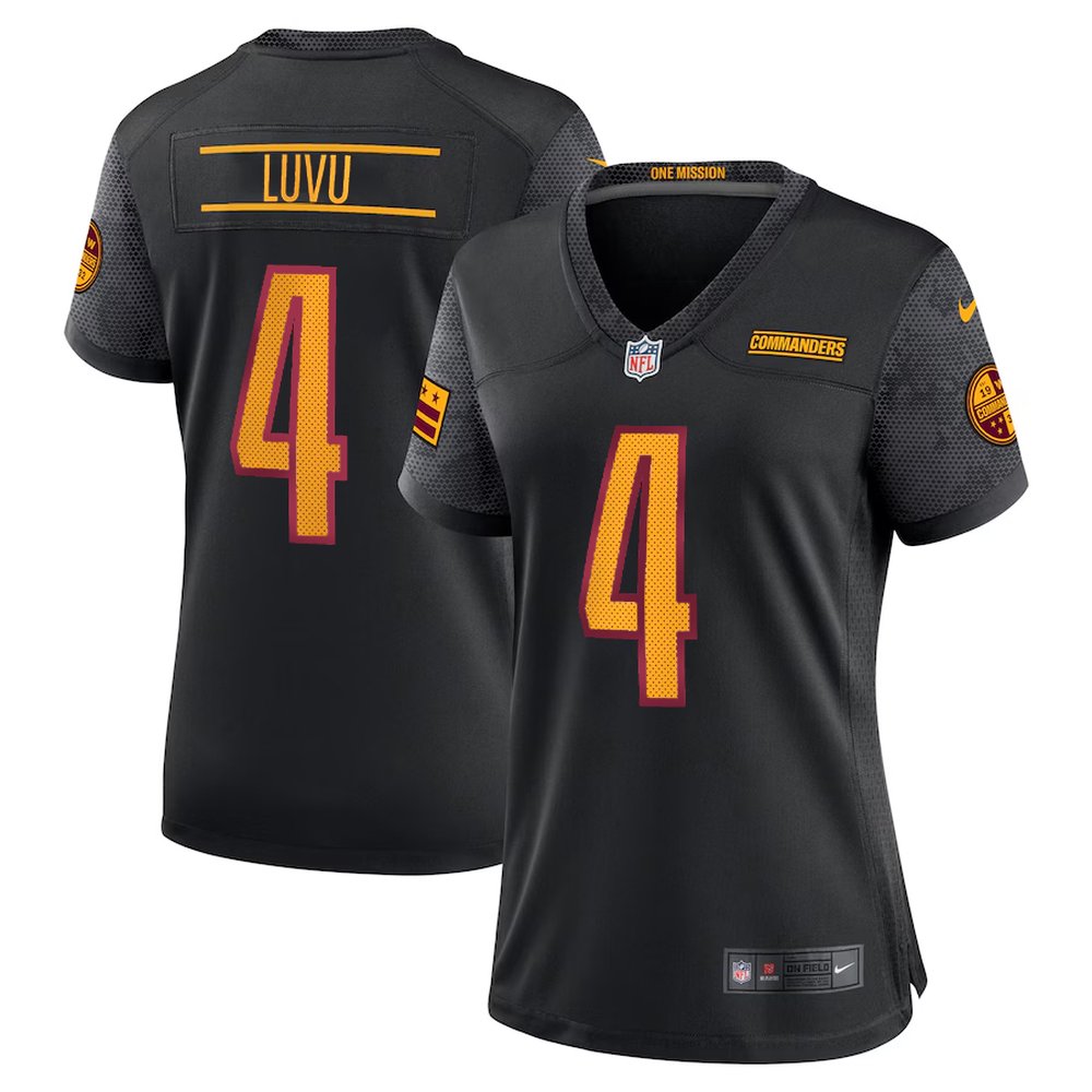 Women's #4 Frankie Luvu Black Washington Commanders Game Jersey 