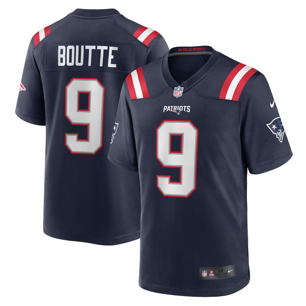 Youth New England Patriots #9 Kayshon Boutte Navy Game Jersey 