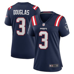 Women's New England Patriots #3 Demario Douglas Navy Game Jersey 