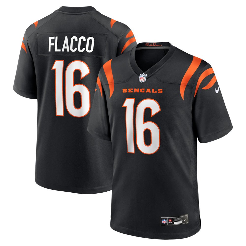 Youth Cincinnati Bengals #16 Joe Flacco Black Team Game Jersey 