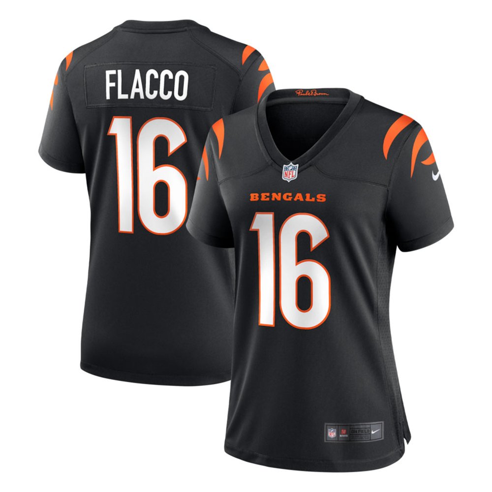Women's Cincinnati Bengals #16 Joe Flacco Black Team Game Jersey 