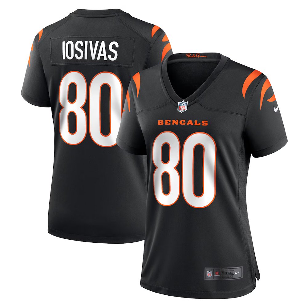 Women's Cincinnati Bengals #80 Andrei Iosivas Black Team Game Jersey 