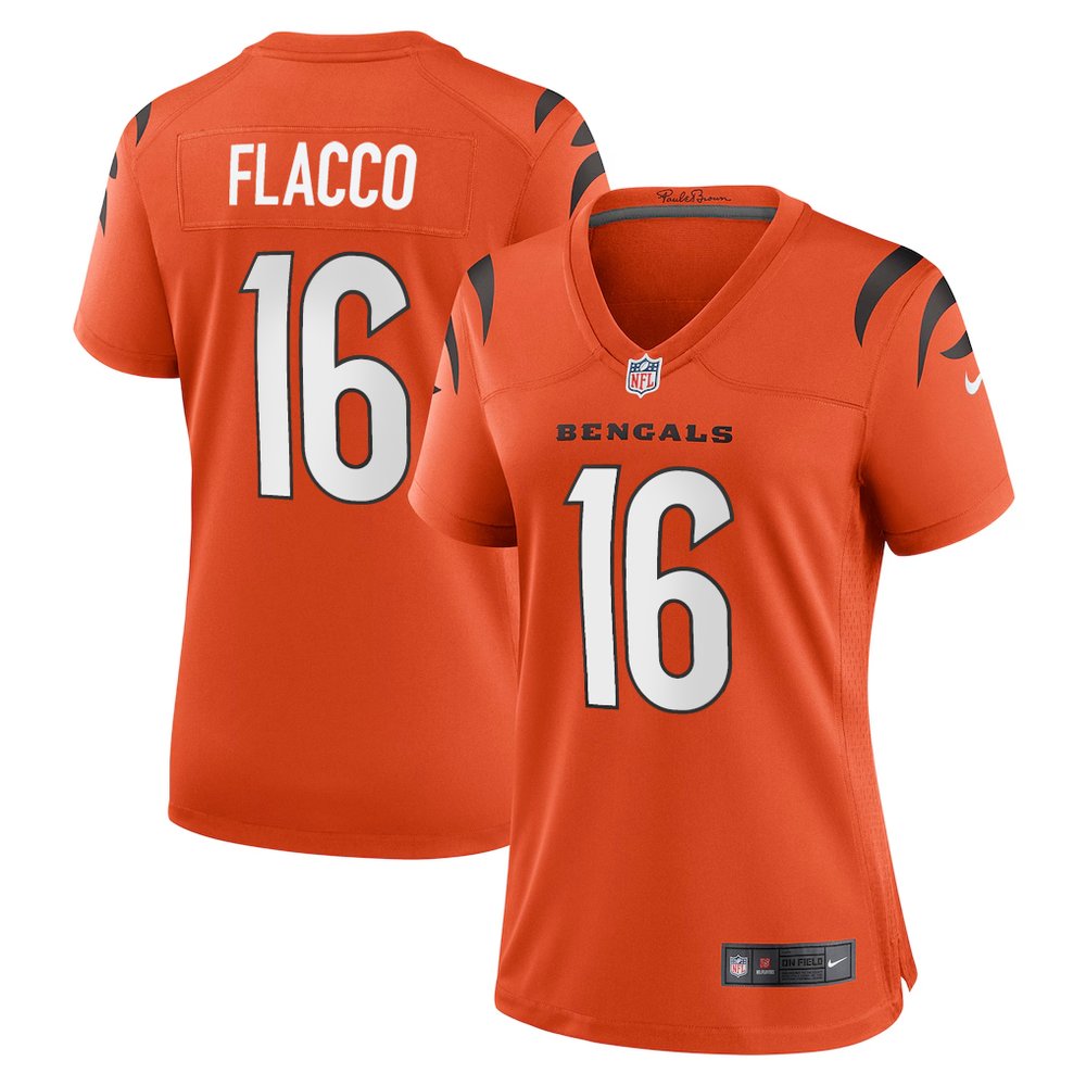 Women's Cincinnati Bengals #16 Joe Flacco Orange Team Game Jersey 