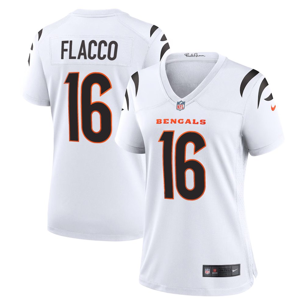 Women's Cincinnati Bengals #16 Joe Flacco White Team Game Jersey 