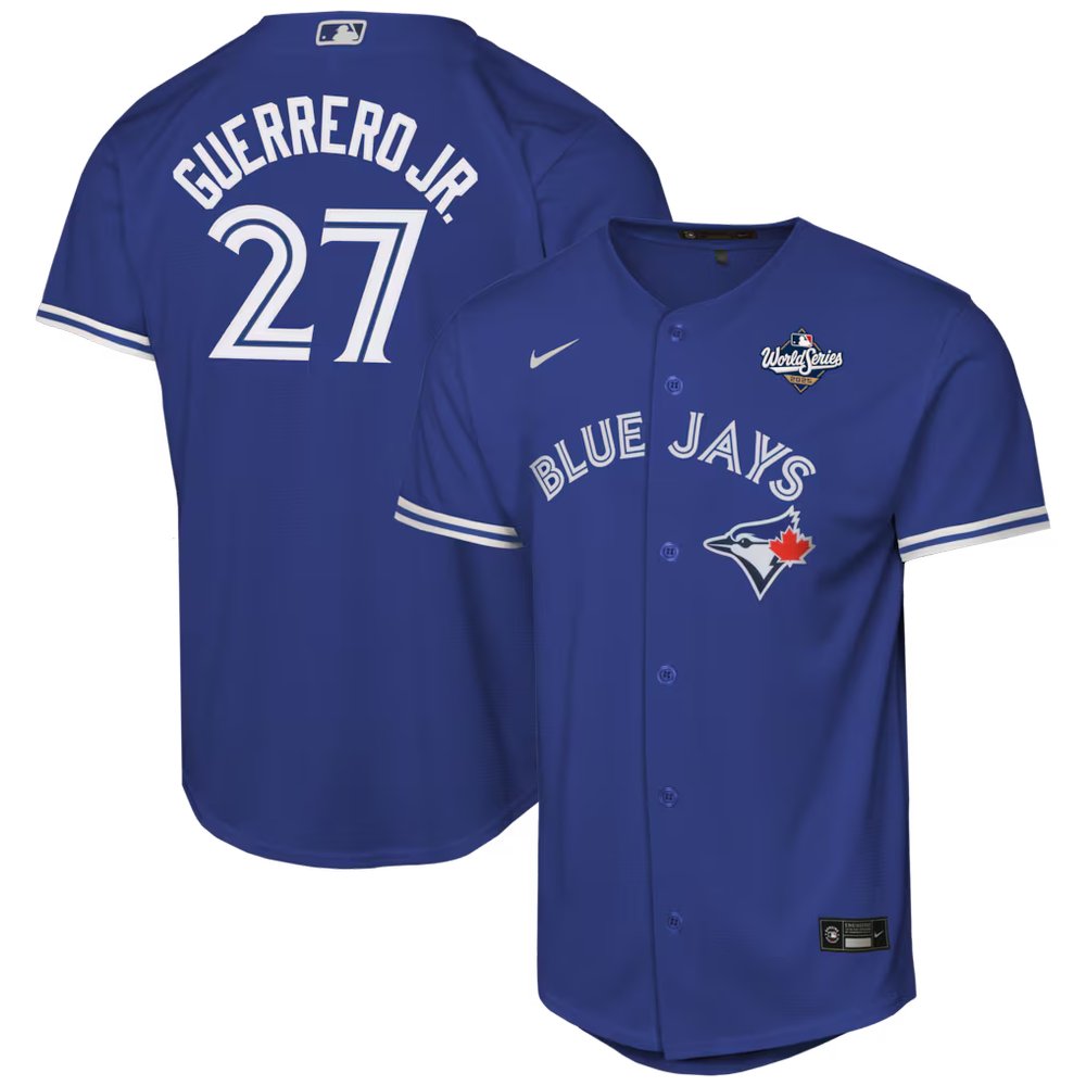 Youth Toronto Blue Jays #27 Vladimir Guerrero Jr. Royal 2025 World Series Alternate Replica Jersey