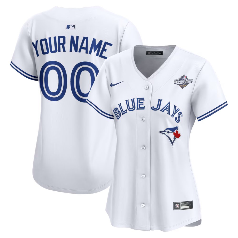 Women's Toronto Blue Jays White 2025 World Series Home Limited Custom Jersey