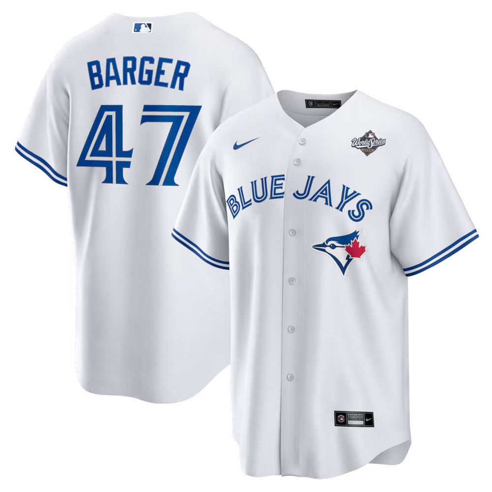 Youth Toronto Blue Jays #47 Addison Barger White 2025 World Series Home Replica Player Jersey