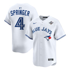 Youth Toronto Blue Jays #4 George Springer White 2025 World Series Home Replica Player Jersey
