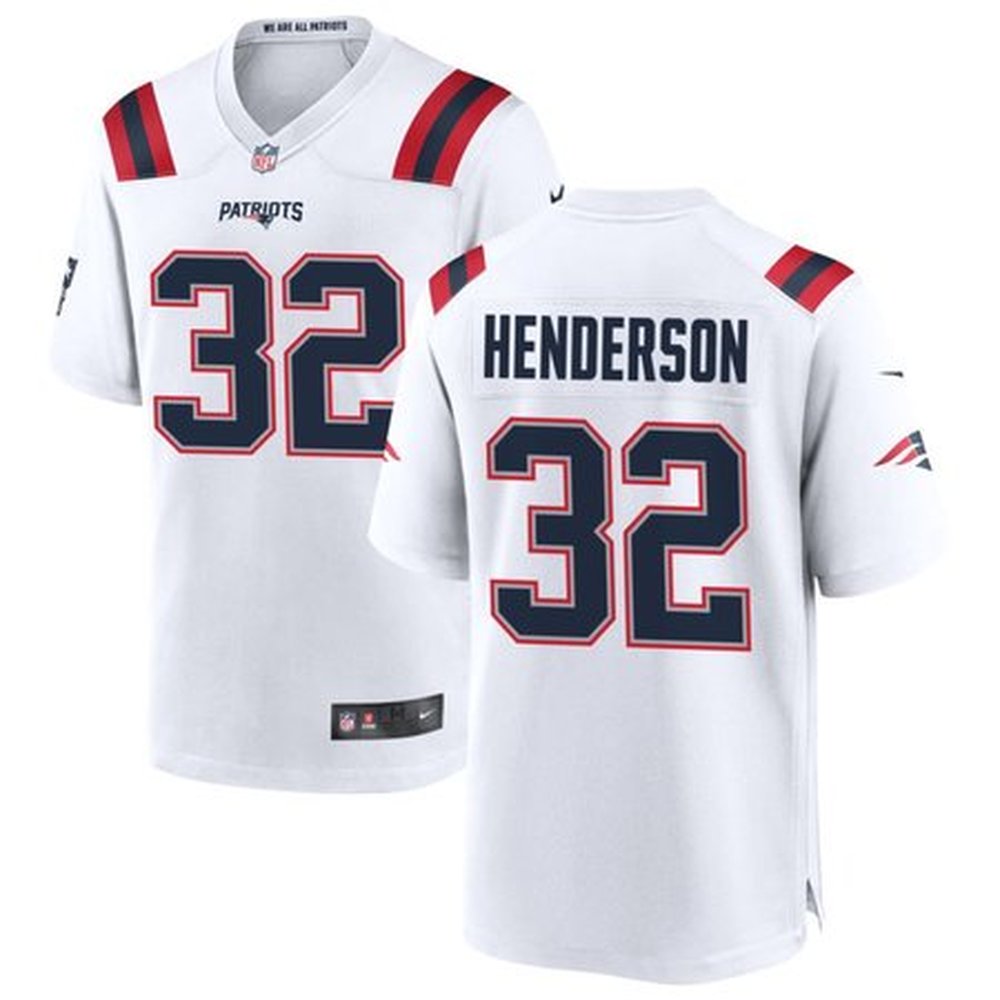 Men's New England Patriots #32 TreVeyon Henderson White 2025 NFL Draft Game Jersey 