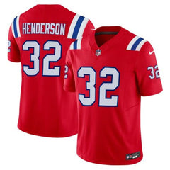 Men's New England Patriots #32 TreVeyon Henderson Red 2025 NFL Draft F.U.S.E. Vapor Limited Jersey 