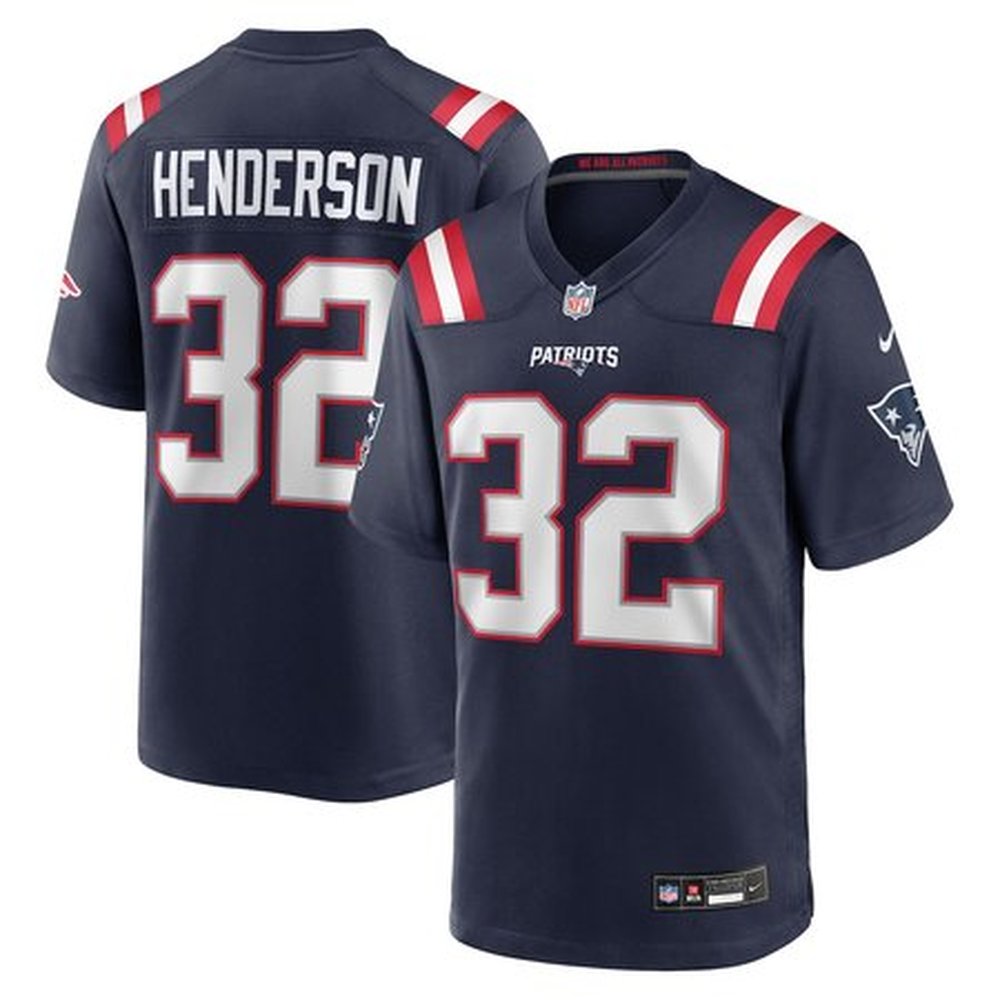 Youth New England Patriots #32 TreVeyon Henderson Navy 2025 NFL Draft Game Jersey 