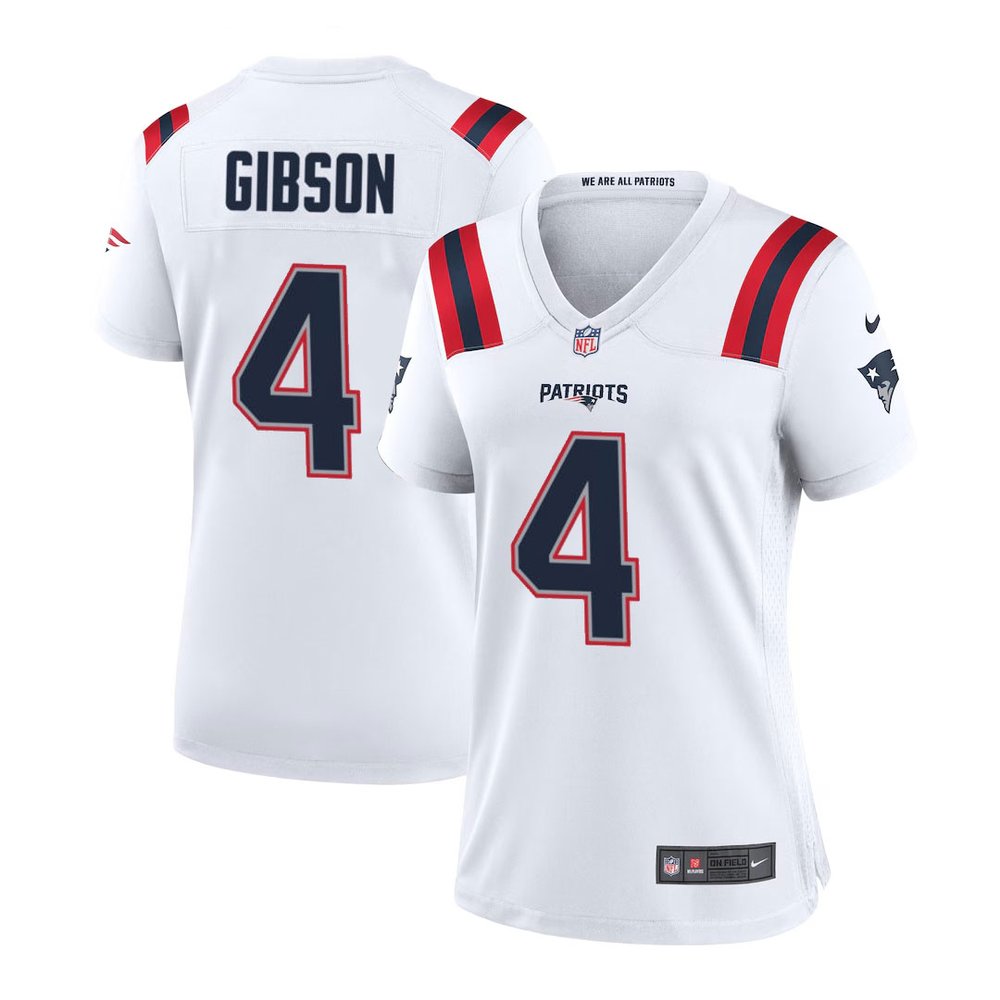 Women's New England Patriots #4 Antonio Gibson White Game Jersey 