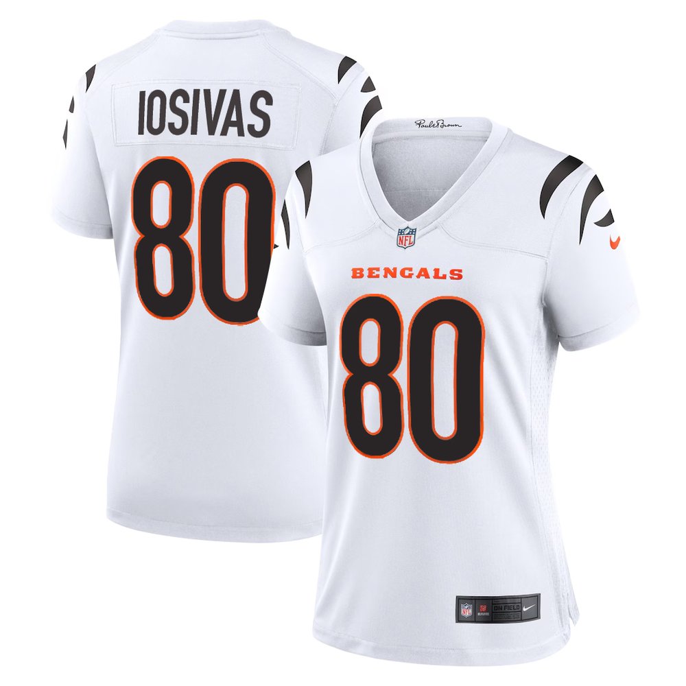 Women's Cincinnati Bengals #80 Andrei Iosivas White Team Game Jersey 