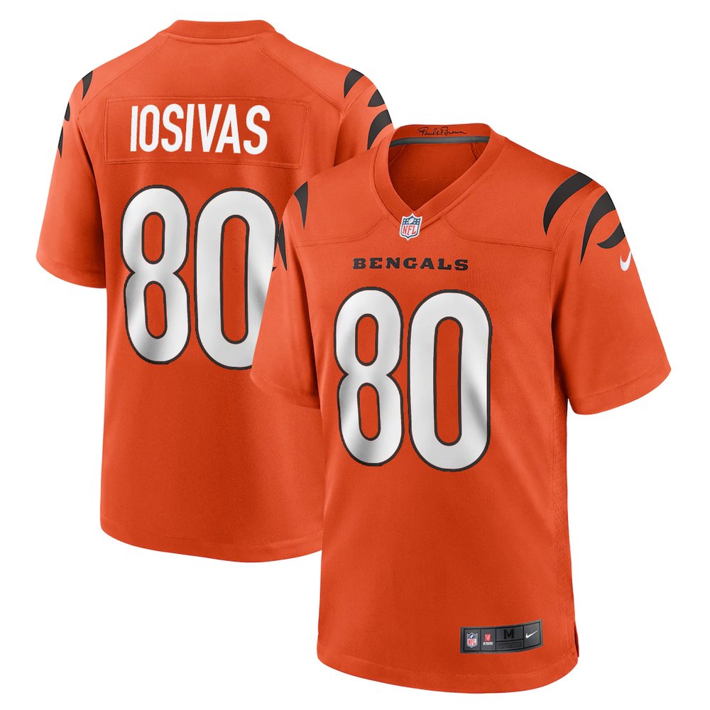 Men's Cincinnati Bengals #80 Andrei Iosivas Orange Team Game Jersey 