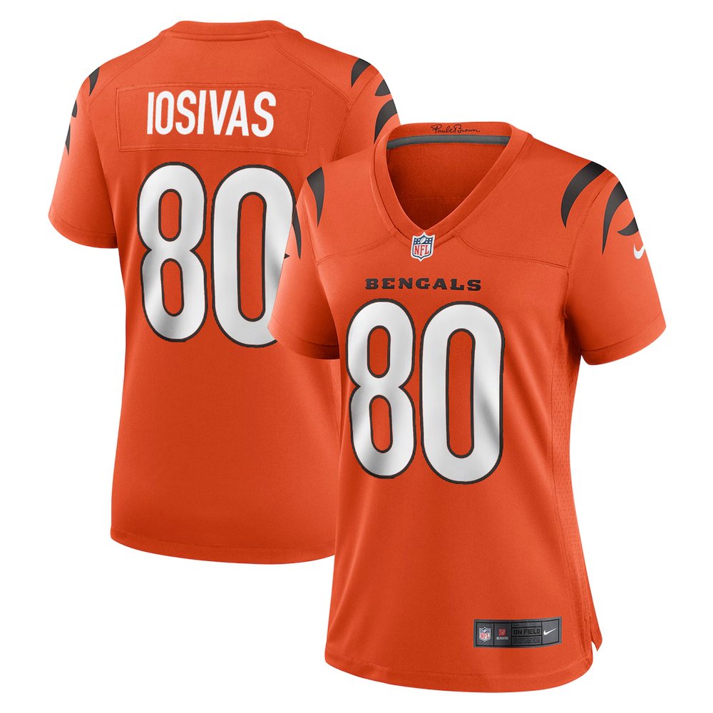 Women's Cincinnati Bengals #80 Andrei Iosivas Orange Team Game Jersey 