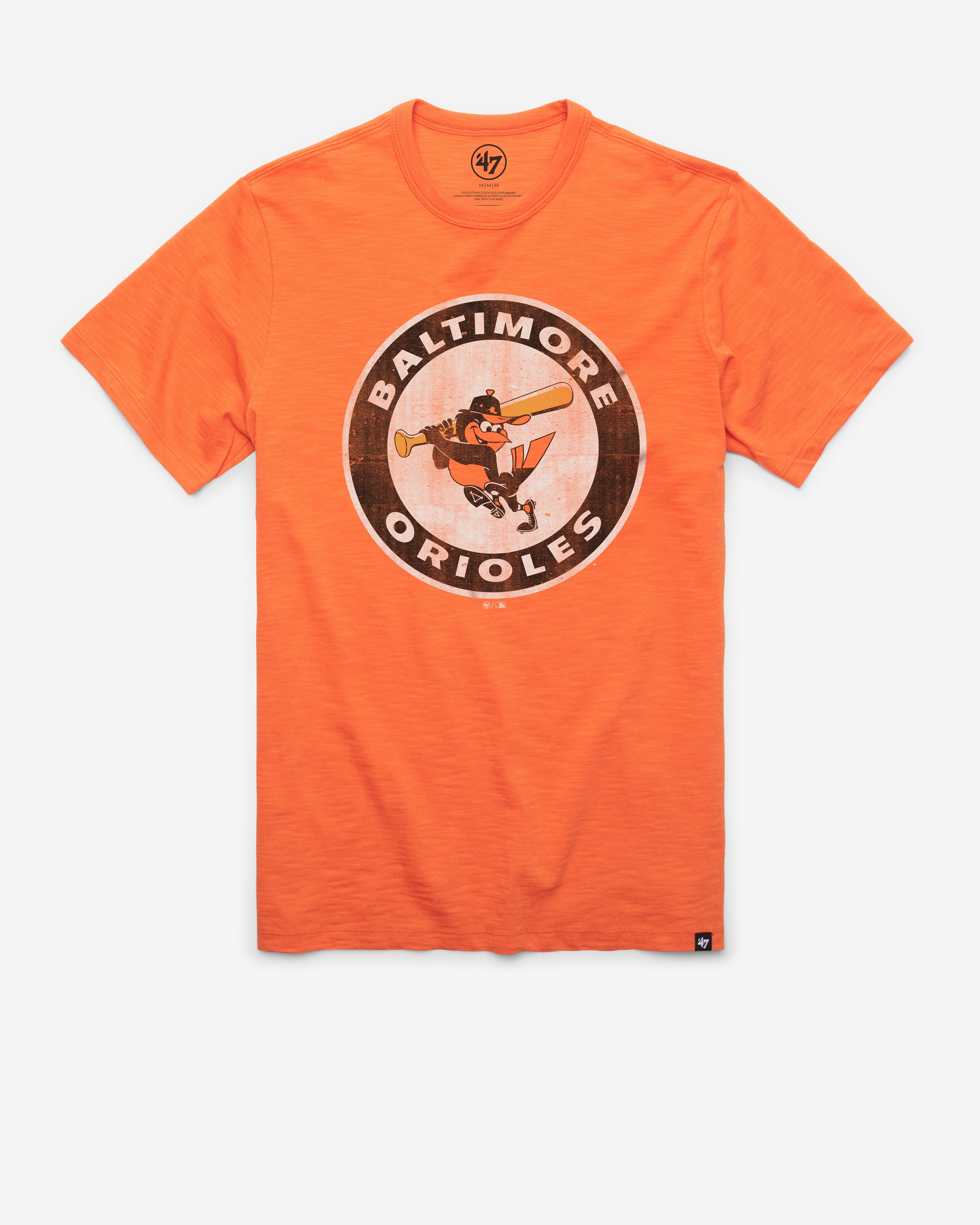 BALTIMORE ORIOLES COOPERSTOWN GRIT '47 SCRUM TEE CARROT
