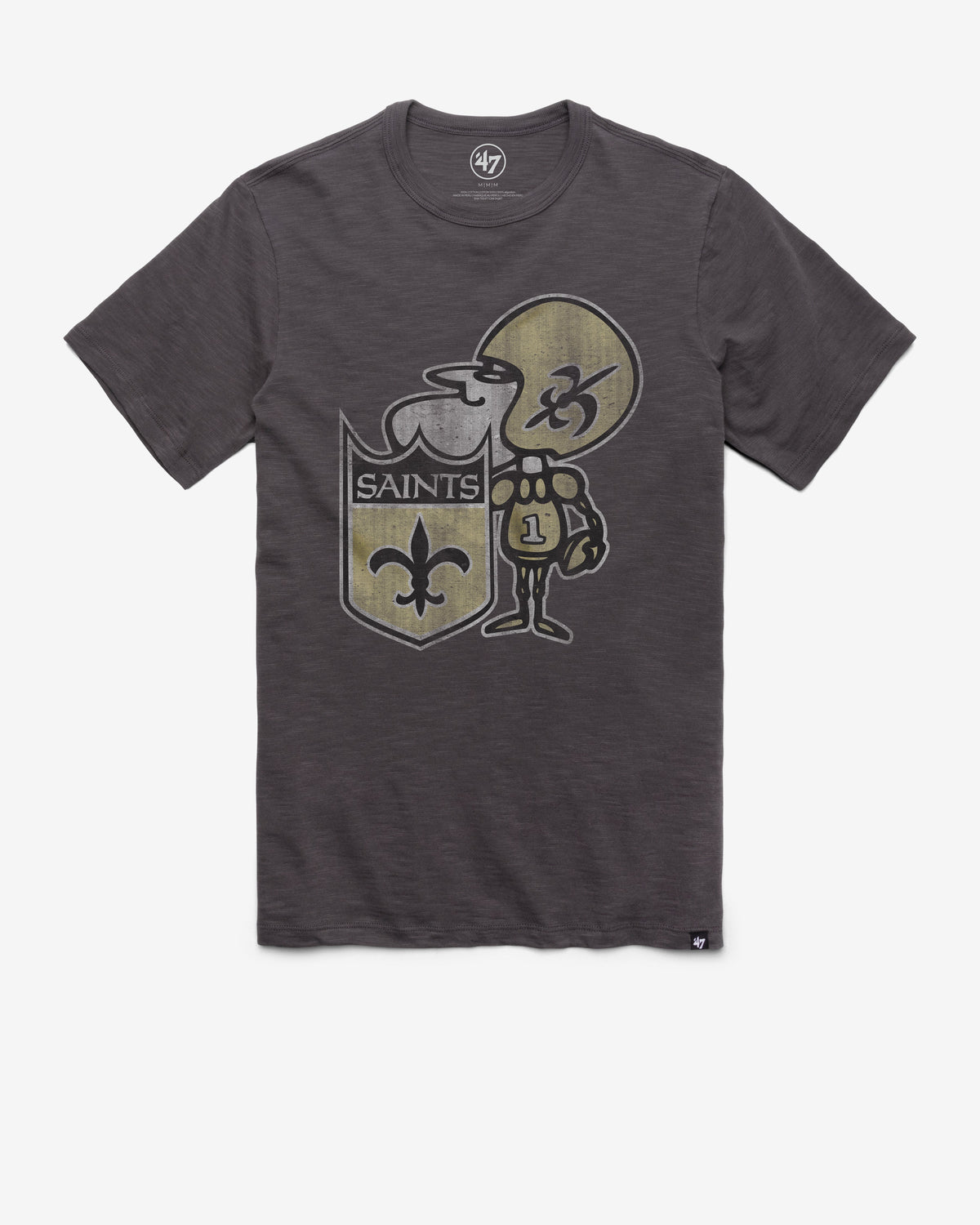 NEW ORLEANS SAINTS HISTORIC GRIT '47 SCRUM TEE CHARCOAL