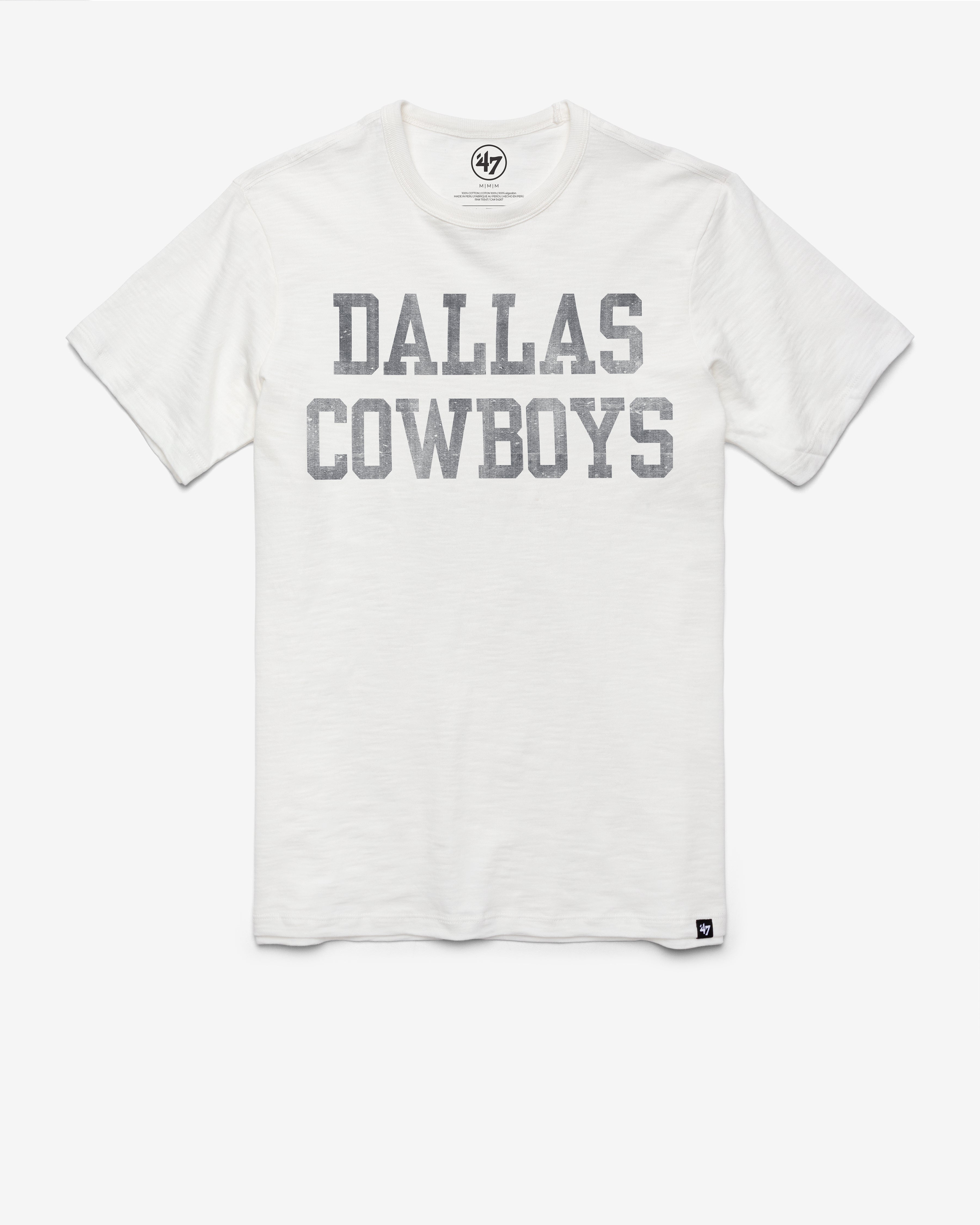 DALLAS COWBOYS GRIT WORDMARK '47 SCRUM TEE WHITE WASH