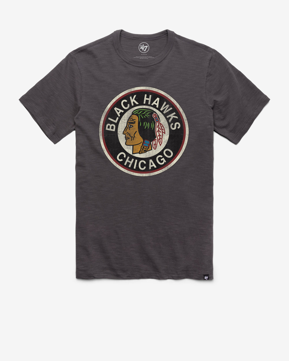 CHICAGO BLACKHAWKS VINTAGE GRIT '47 SCRUM TEE CHARCOAL