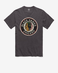 CHICAGO BLACKHAWKS VINTAGE GRIT '47 SCRUM TEE CHARCOAL