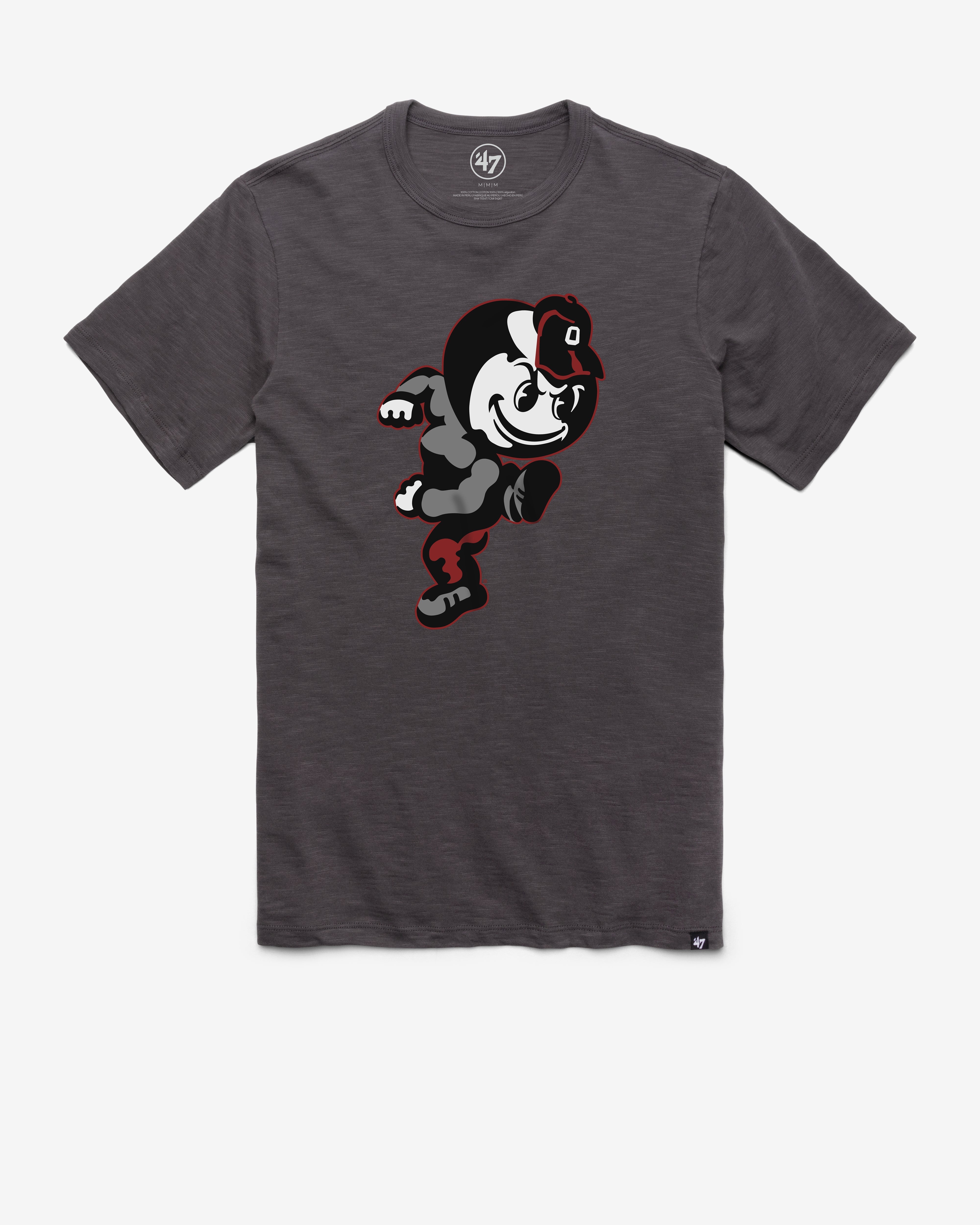 OHIO STATE BUCKEYES VINTAGE GRIT '47 SCRUM TEE CHARCOAL